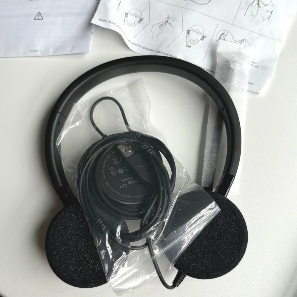 NEW Jabra Evolve 20 Stereo USB-A Wired Headset Noise-Canceling Mic Black